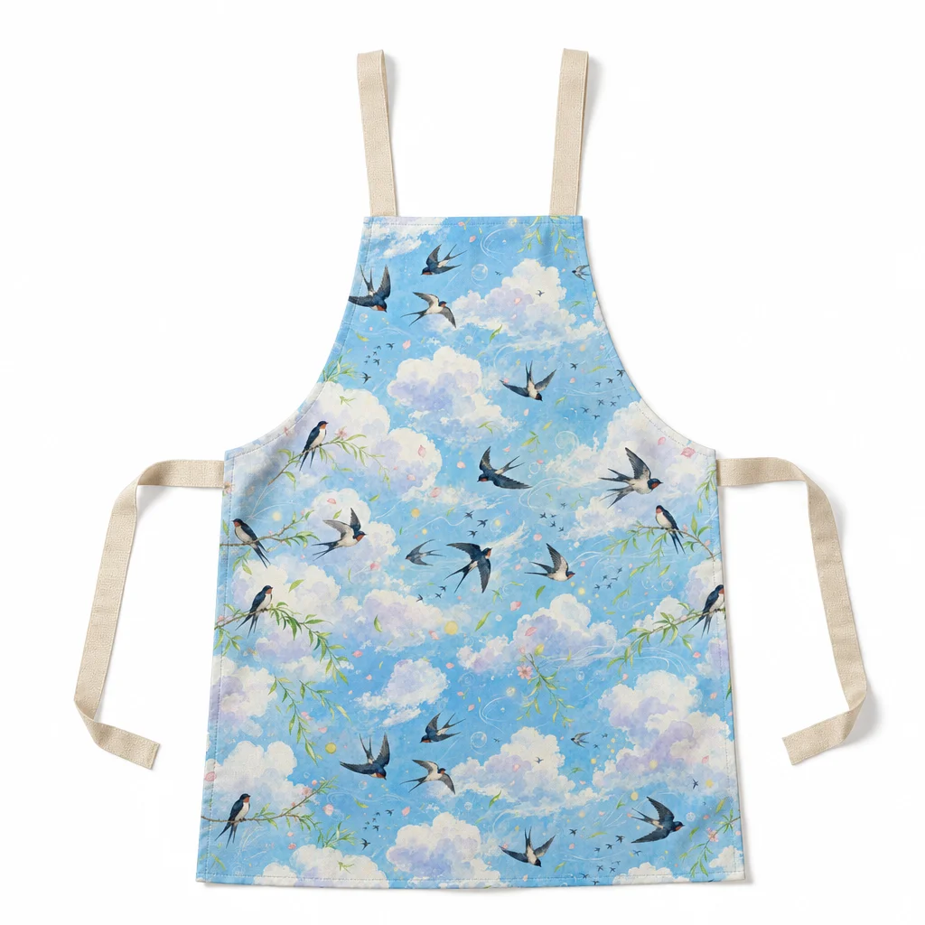Spring Swallow Sky All-Over Print Apron - flat lay