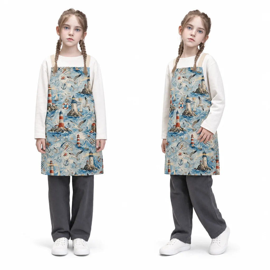 Seagull Lighthouse All-Over Print Apron - worn by model