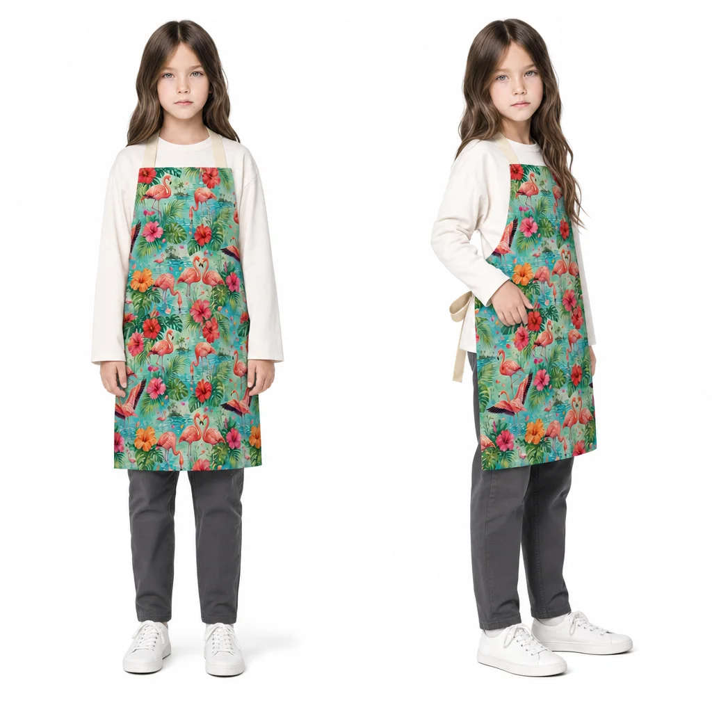 Flamingo Hibiscus Lake All-Over Print Apron - worn by model