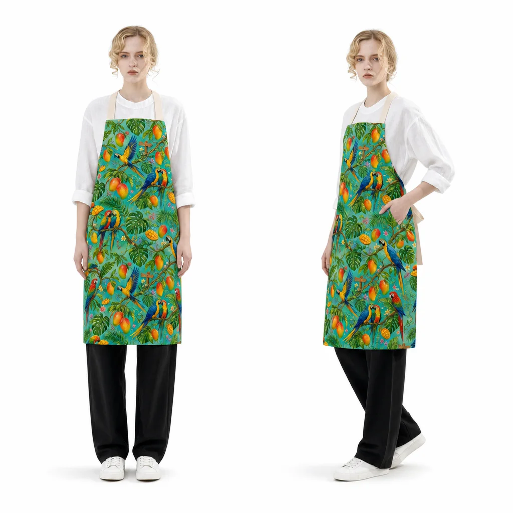 Parrot Mango Rainforest All-Over Print Apron - worn by model