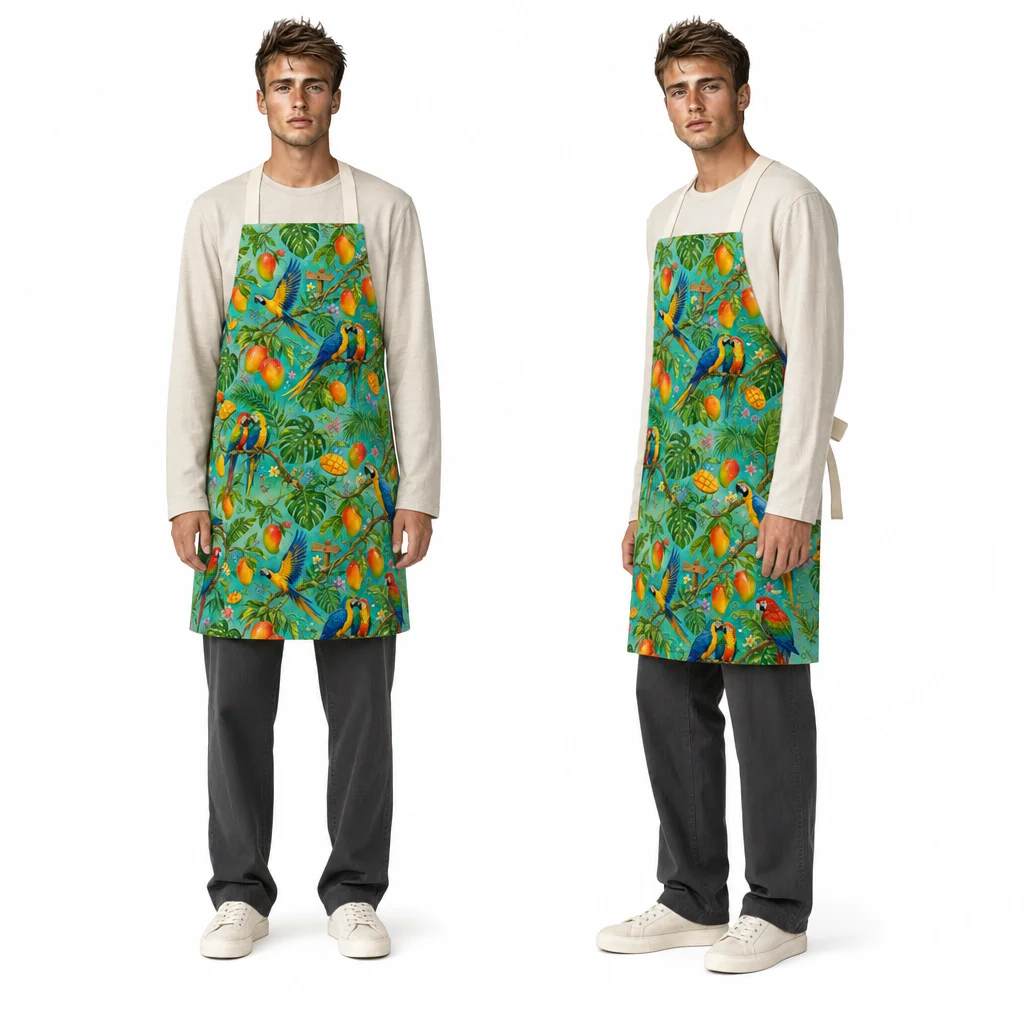 Parrot Mango Rainforest All-Over Print Apron - worn by model