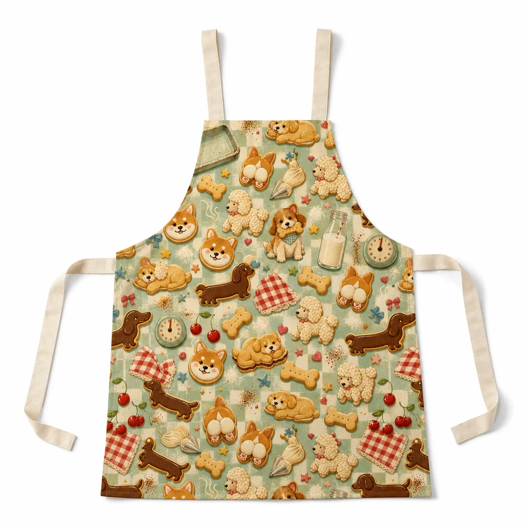 Puppy Cookies All-Over Print Apron - flat lay