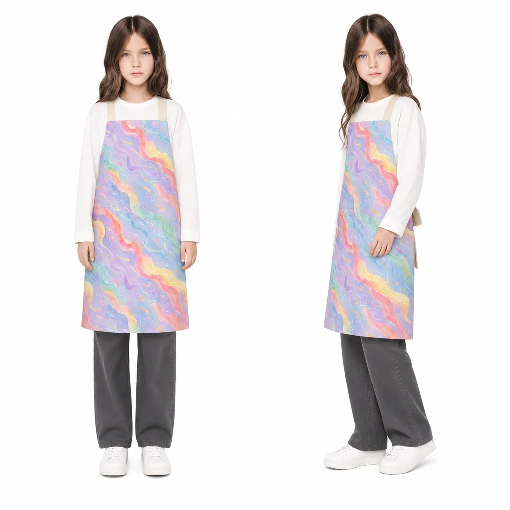 Flowing Pastel Stripes All-Over Print Apron - worn by model