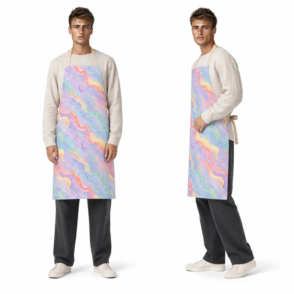 Flowing Pastel Stripes All-Over Print Apron - worn by model
