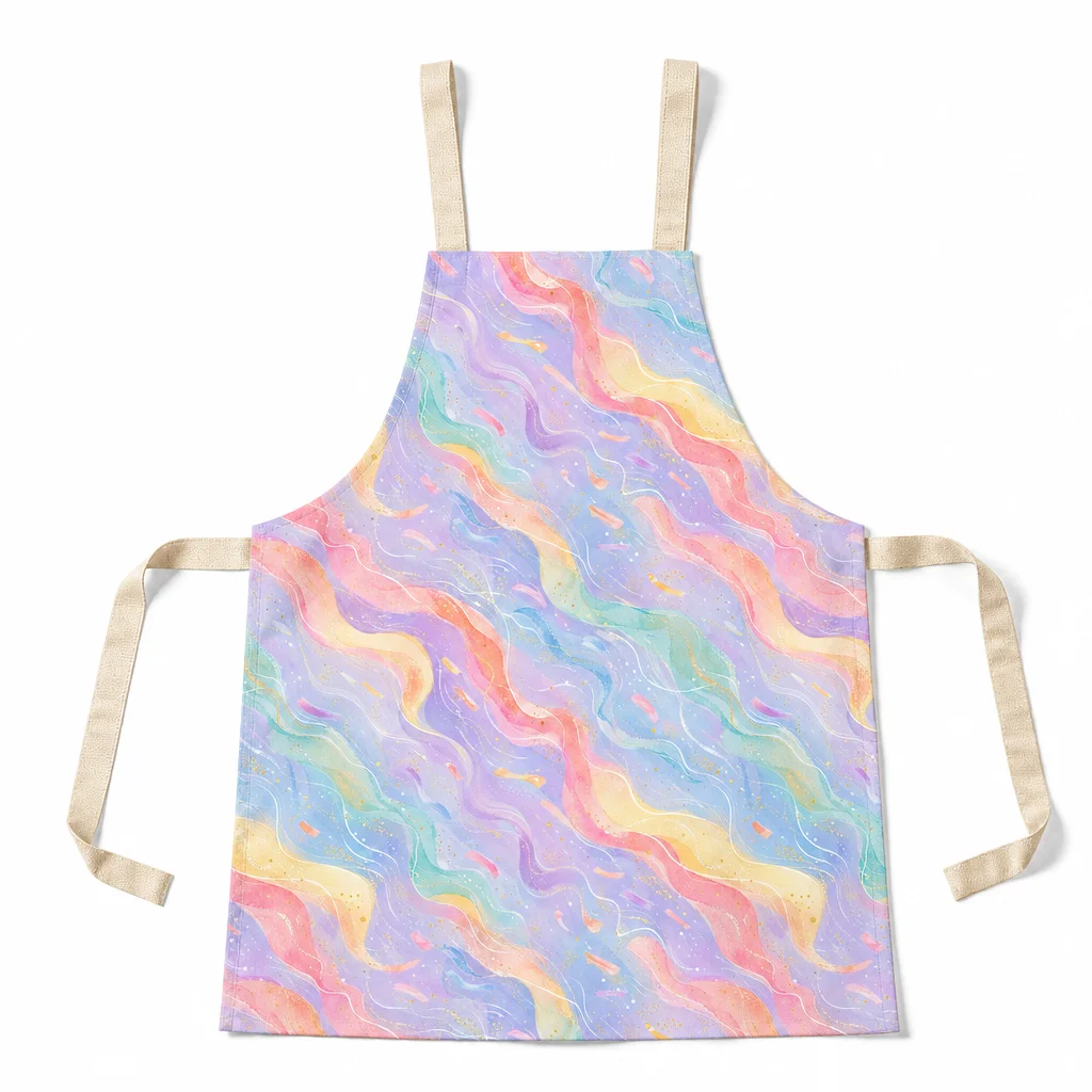 Flowing Pastel Stripes All-Over Print Apron - flat lay