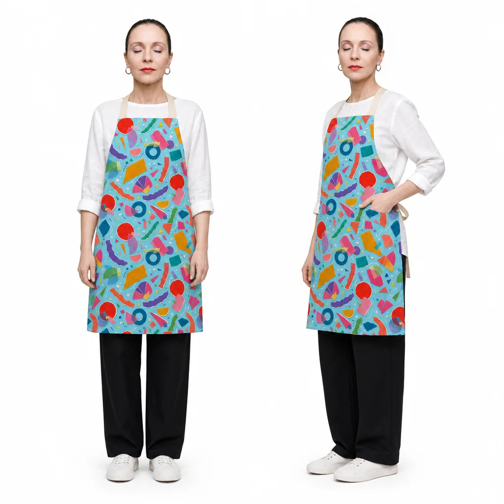Paper Collage Geometry All-Over Print Apron - worn by model