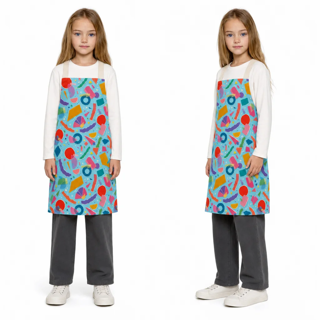 Paper Collage Geometry All-Over Print Apron - worn by model