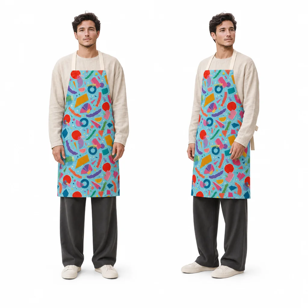 Paper Collage Geometry All-Over Print Apron - worn by model
