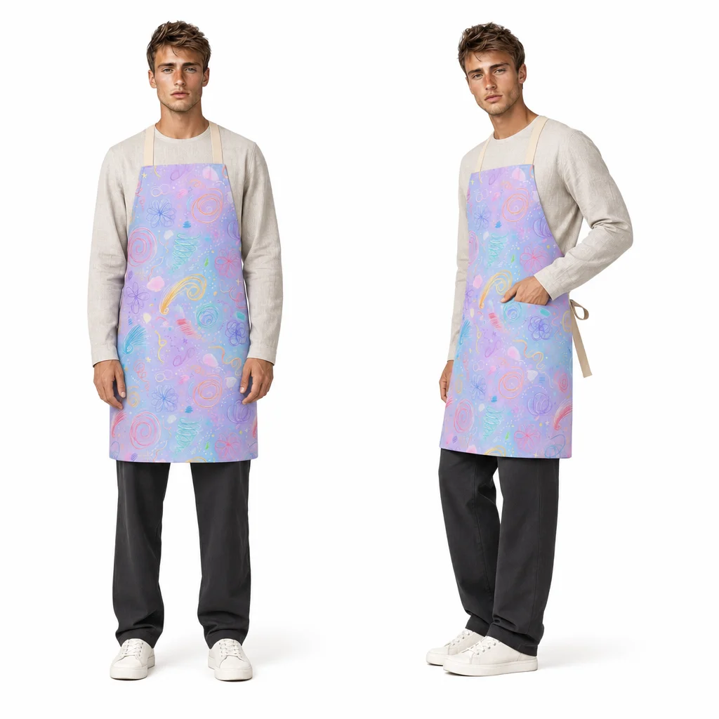 Pastel Pencil Spirals All-Over Print Apron - worn by model