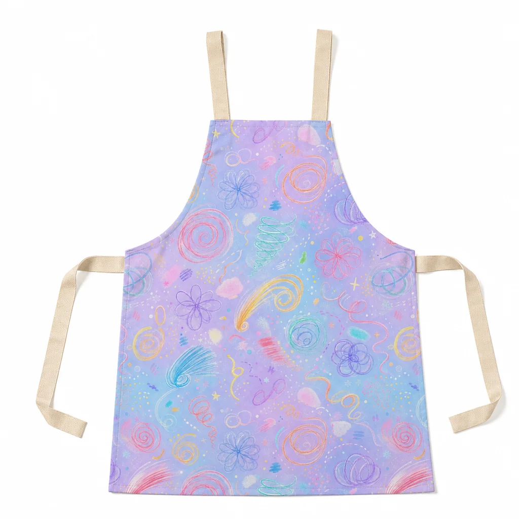 Pastel Pencil Spirals All-Over Print Apron - flat lay