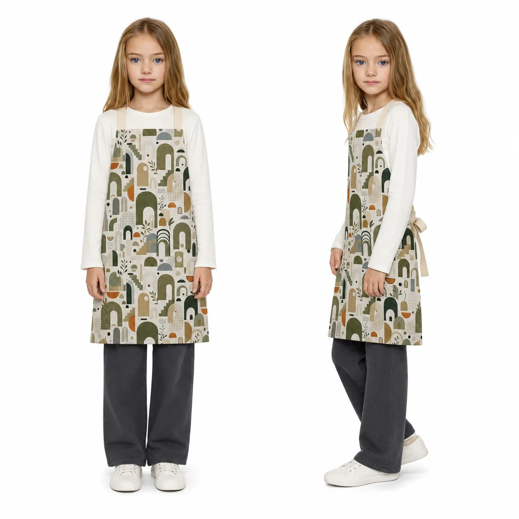 Modern Olive Arch All-Over Print Apron - worn by model
