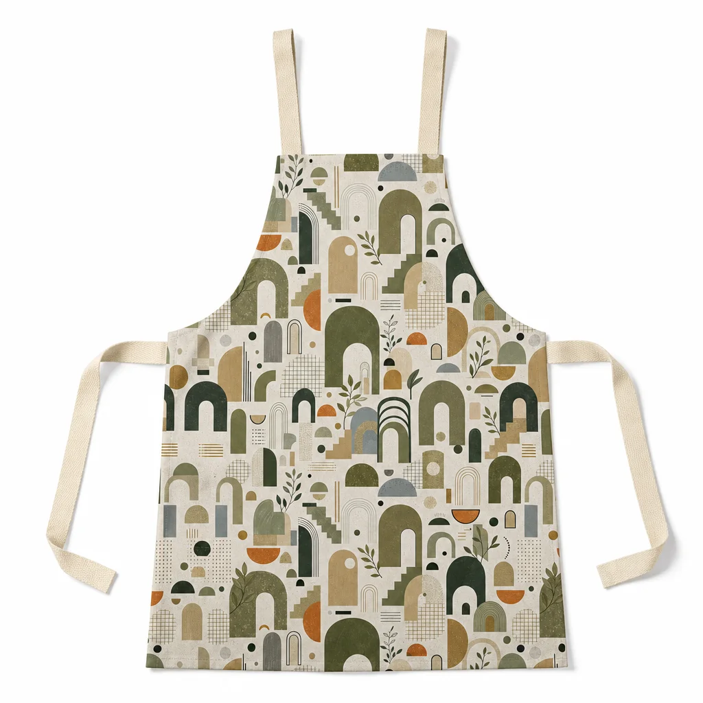 Modern Olive Arch All-Over Print Apron - flat lay