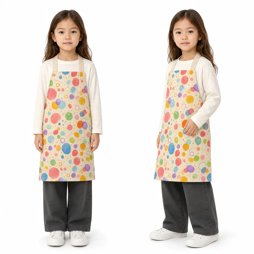 Cream Bubble Polka Dot All-Over Print Apron - worn by model