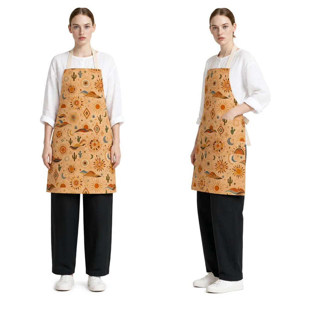 Desert Sun Geometry All-Over Print Apron - worn by model