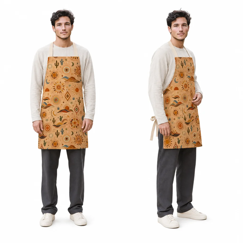 Desert Sun Geometry All-Over Print Apron - worn by model