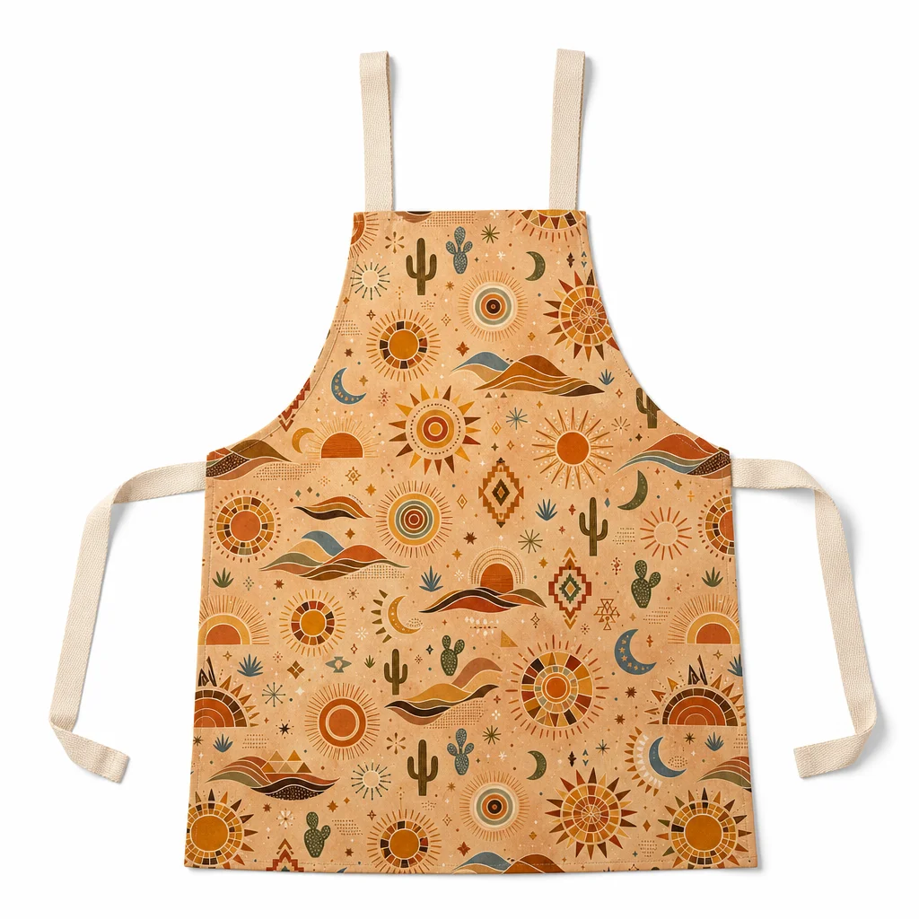 Desert Sun Geometry All-Over Print Apron - flat lay