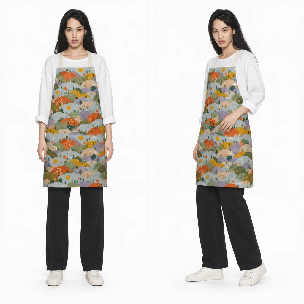 Arched Hills Wander All-Over Print Apron - worn by model