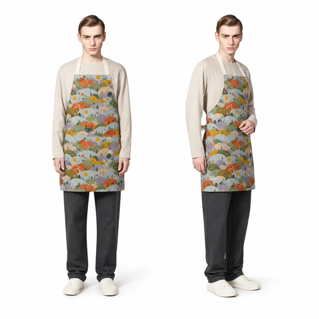 Arched Hills Wander All-Over Print Apron - worn by model