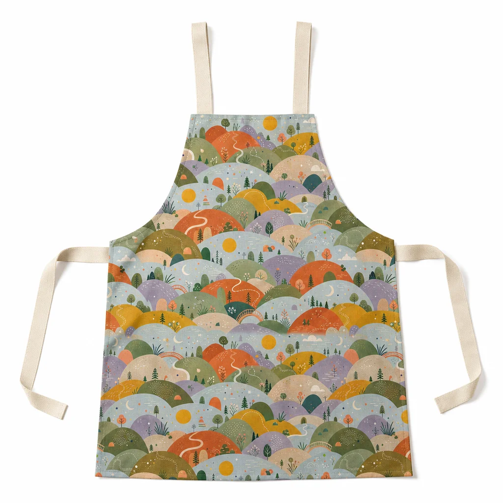 Arched Hills Wander All-Over Print Apron - flat lay