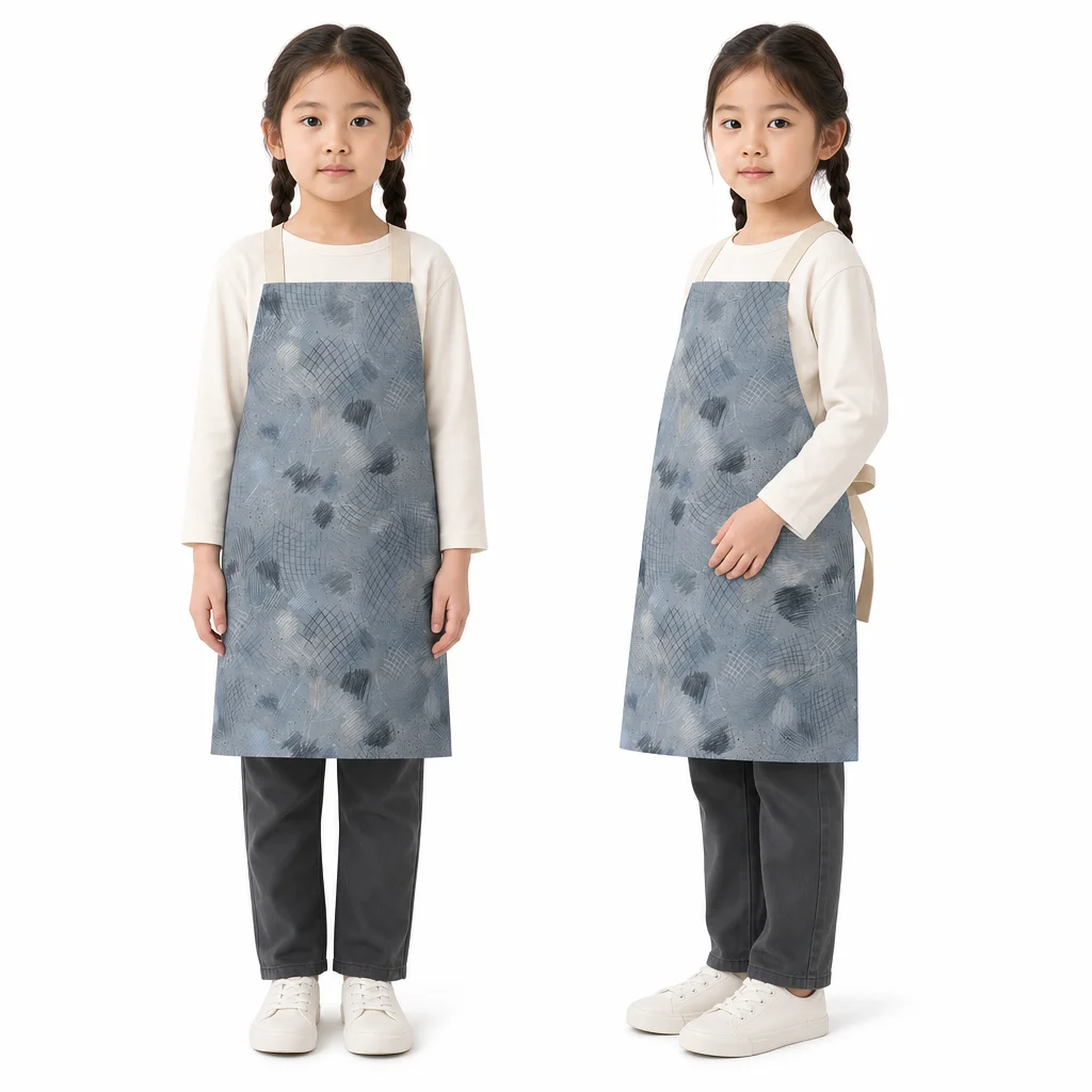 Pencil Mesh Texture All-Over Print Apron - worn by model