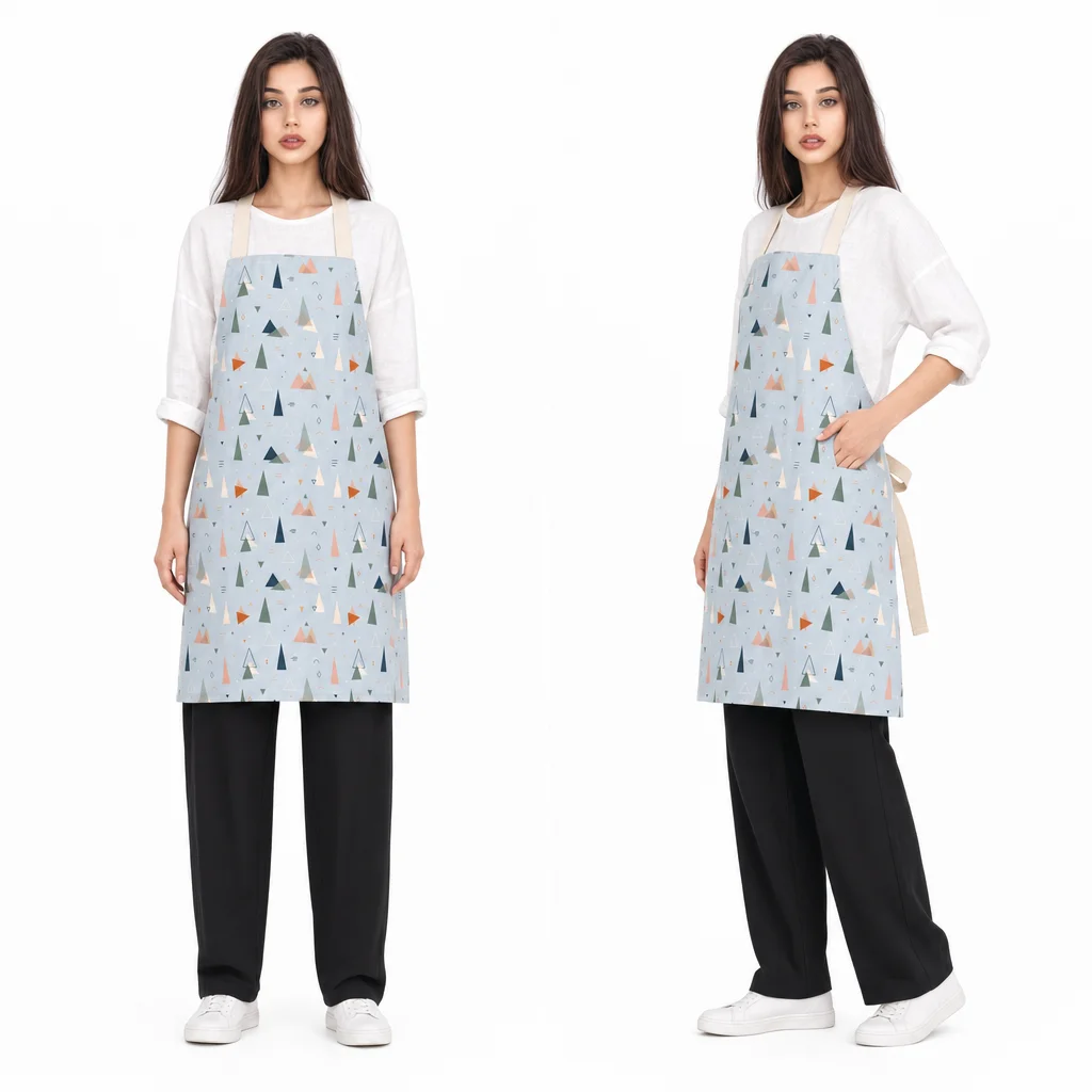 Nordic Triangle Geometry All-Over Print Apron - worn by model