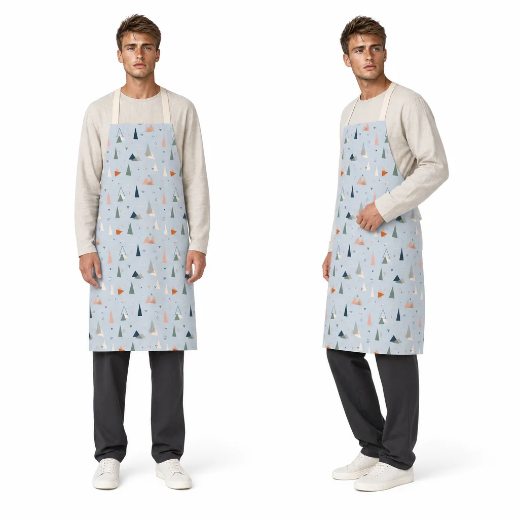 Nordic Triangle Geometry All-Over Print Apron - worn by model