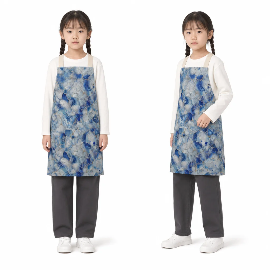 Blue Glaze Cracks All-Over Print Apron - worn by model