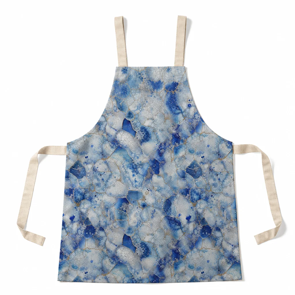 Blue Glaze Cracks All-Over Print Apron - flat lay