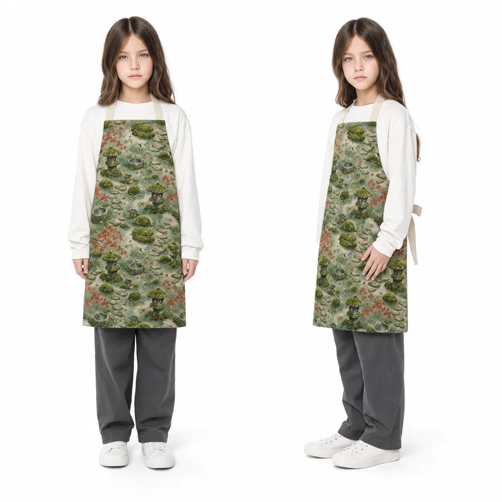 Kyoto Moss Garden All-Over Print Apron - worn by model