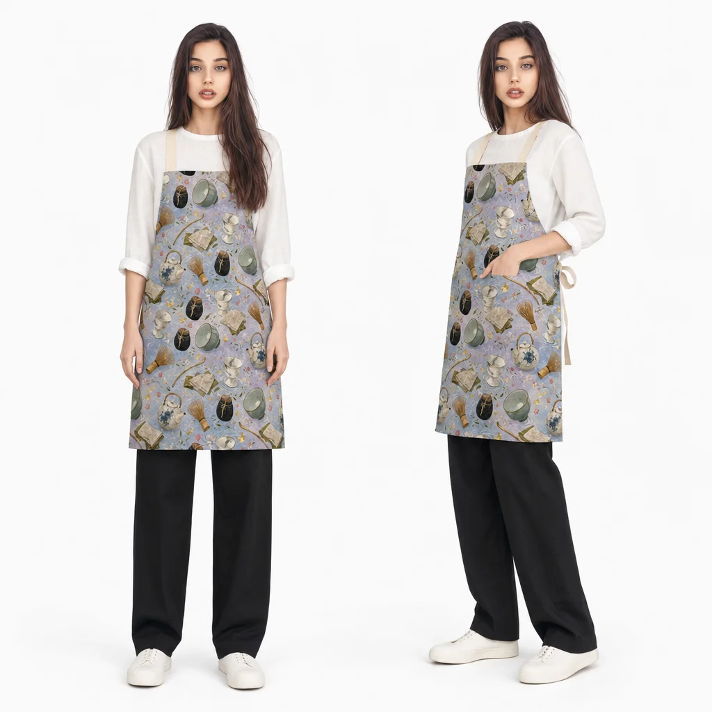 Washi Tea Still Life All-Over Print Apron - worn by model