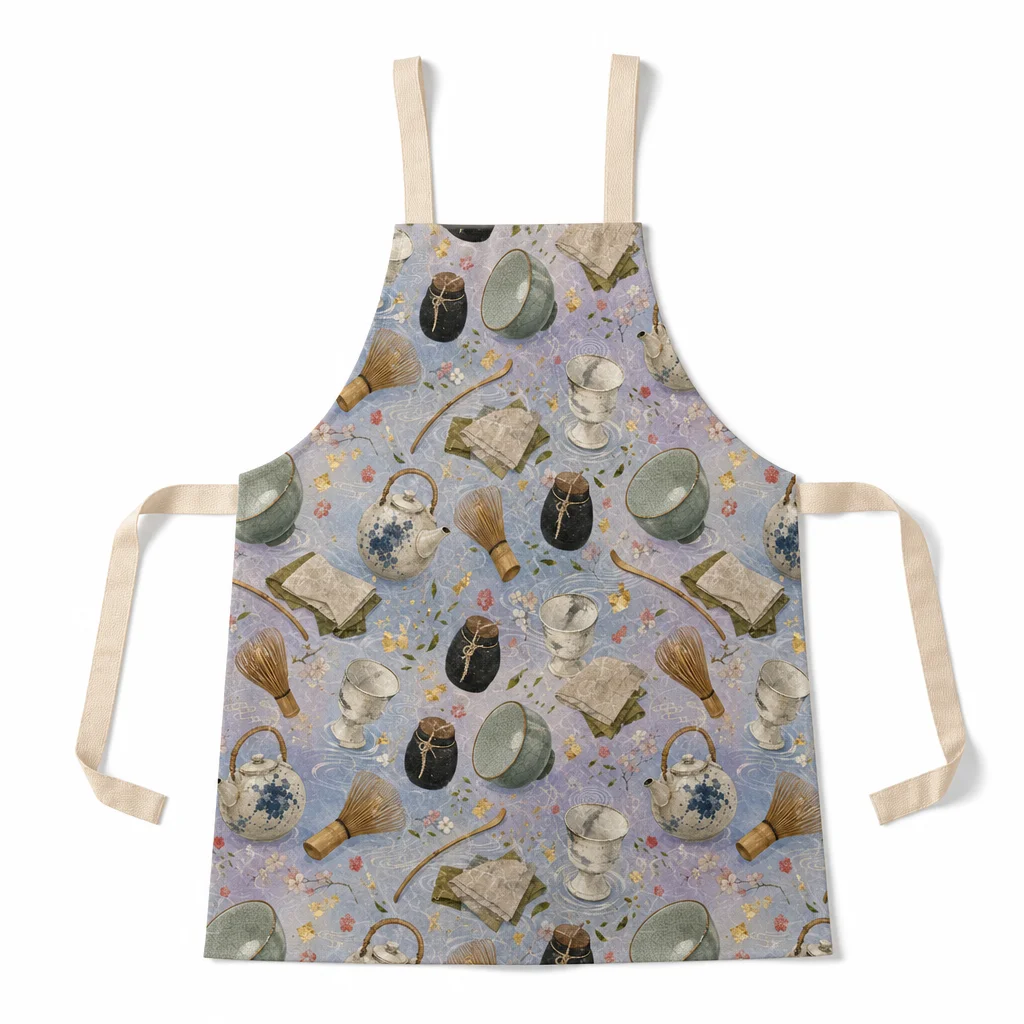 Washi Tea Still Life All-Over Print Apron - flat lay