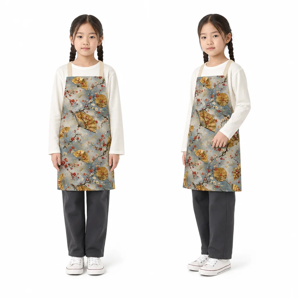 Golden Plum Fan All-Over Print Apron - worn by model