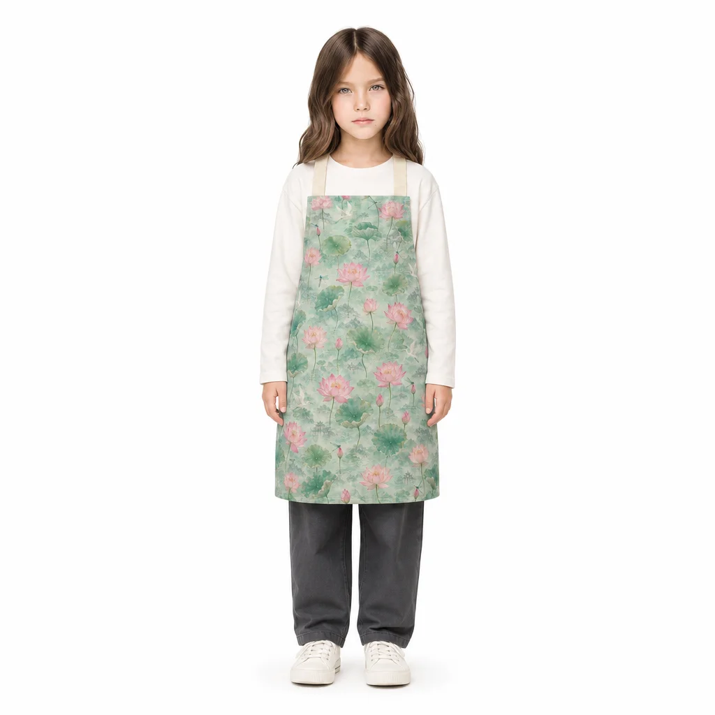 Misty Jiangnan Lotus Pond All-Over Print Apron - worn by model