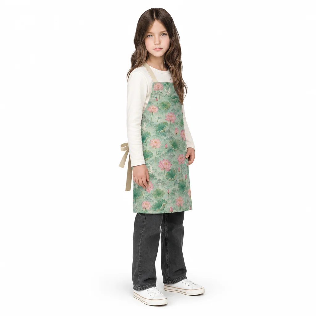 Misty Jiangnan Lotus Pond All-Over Print Apron - worn by model