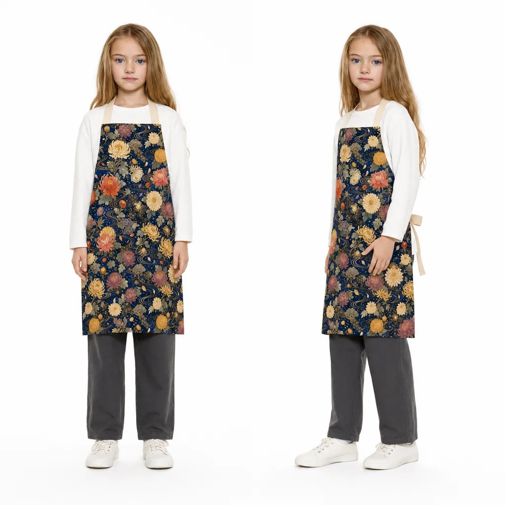 Japanese Night Chrysanthemum All-Over Print Apron - worn by model