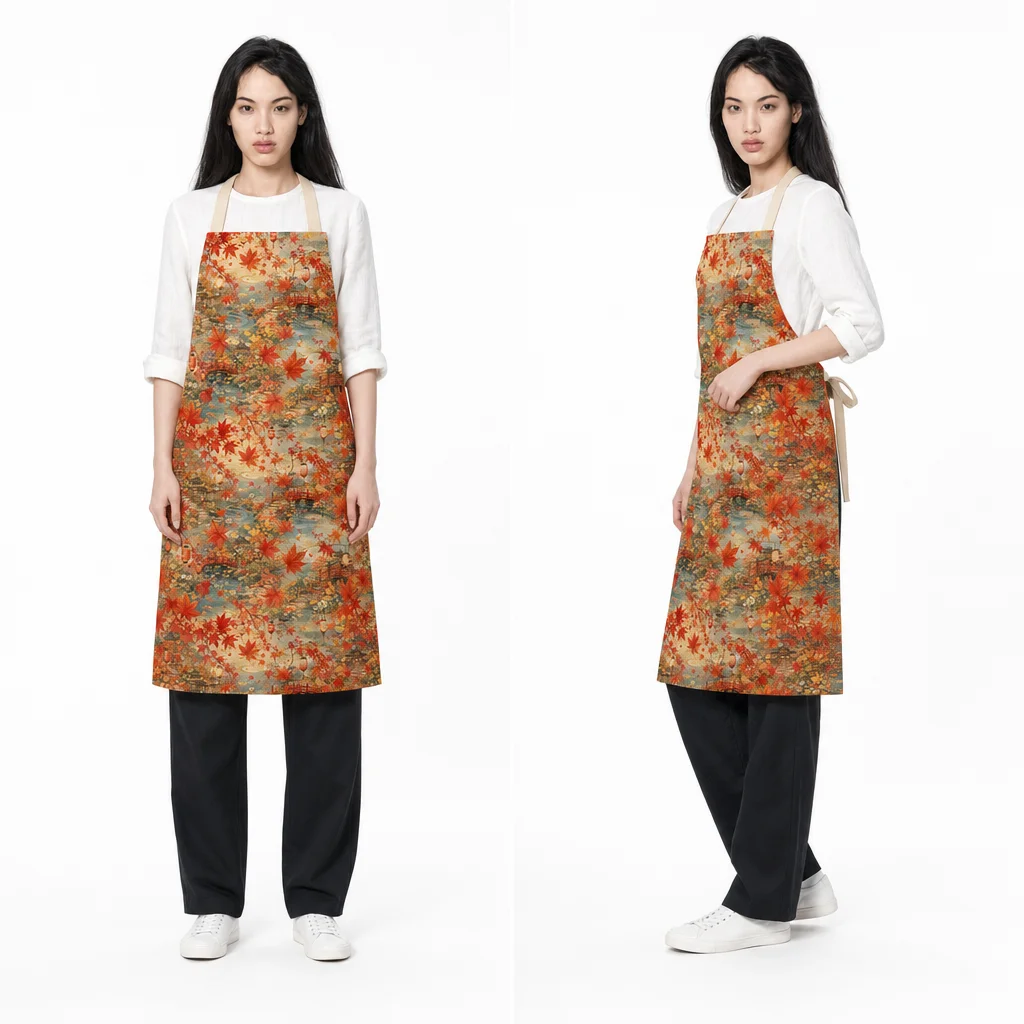 Kyoto Maple Bridge All-Over Print Apron - worn by model