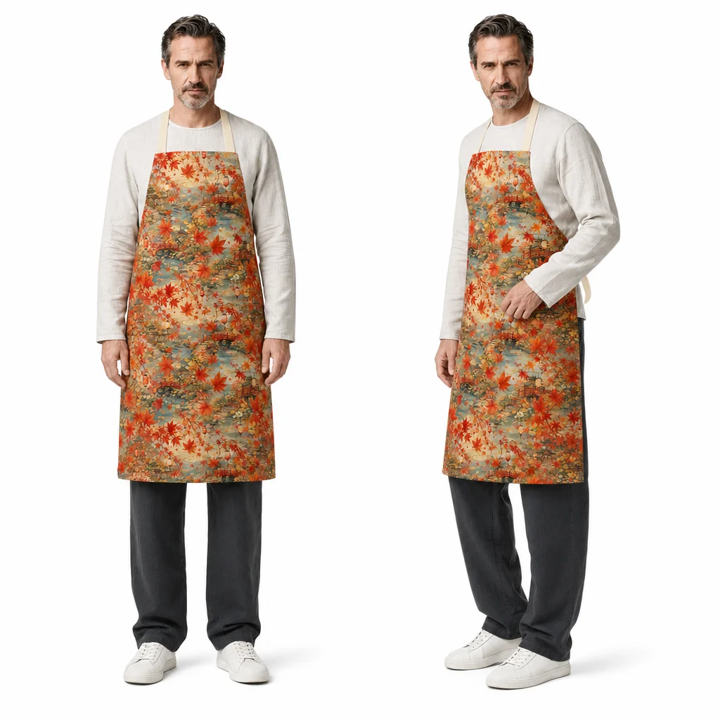 Kyoto Maple Bridge All-Over Print Apron - worn by model