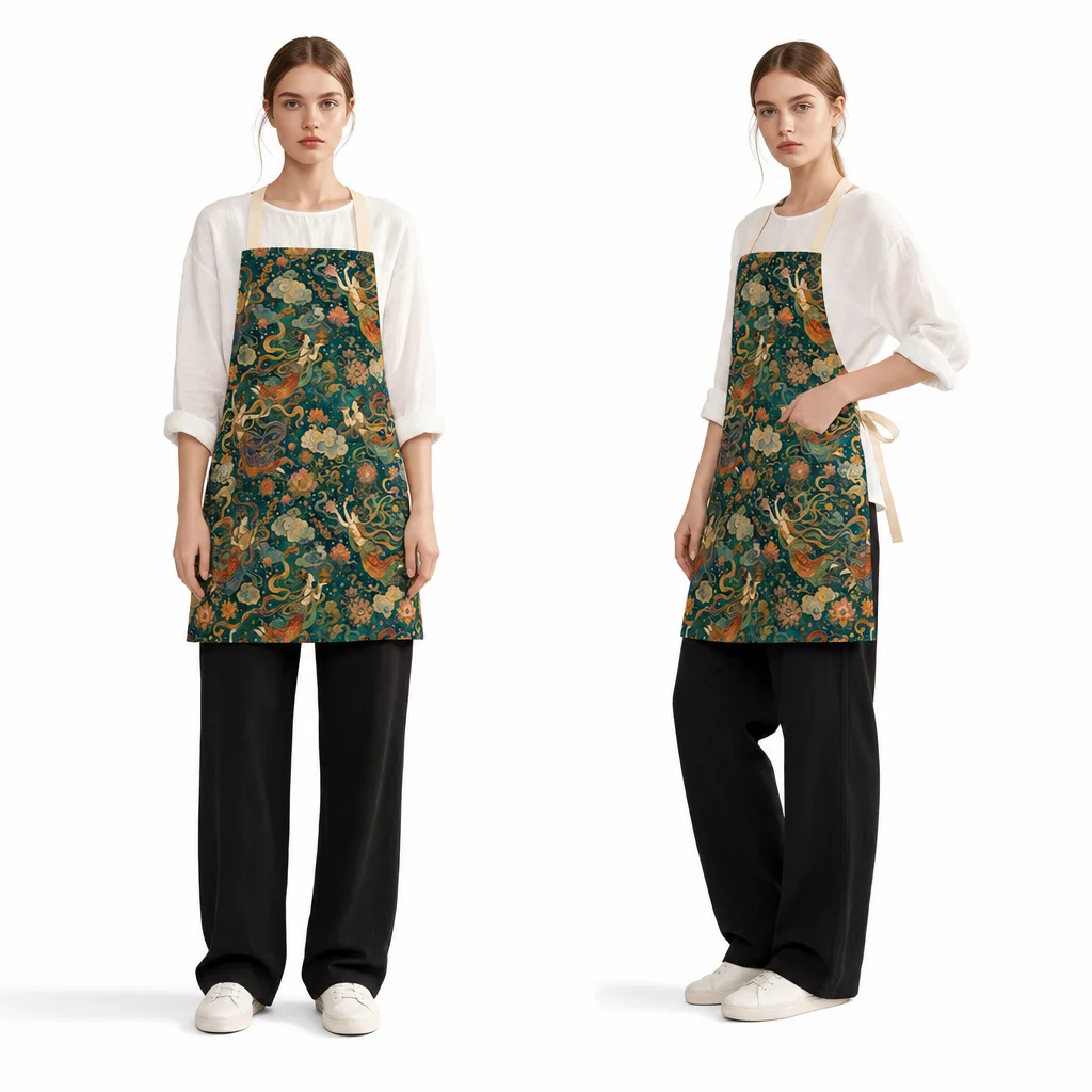 Dunhuang Flying Apsaras All-Over Print Apron - worn by model