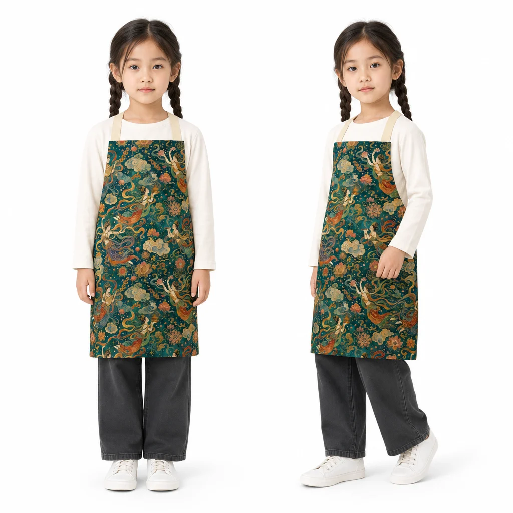 Dunhuang Flying Apsaras All-Over Print Apron - worn by model
