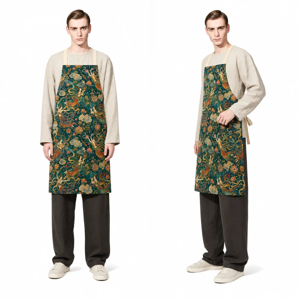 Dunhuang Flying Apsaras All-Over Print Apron - worn by model