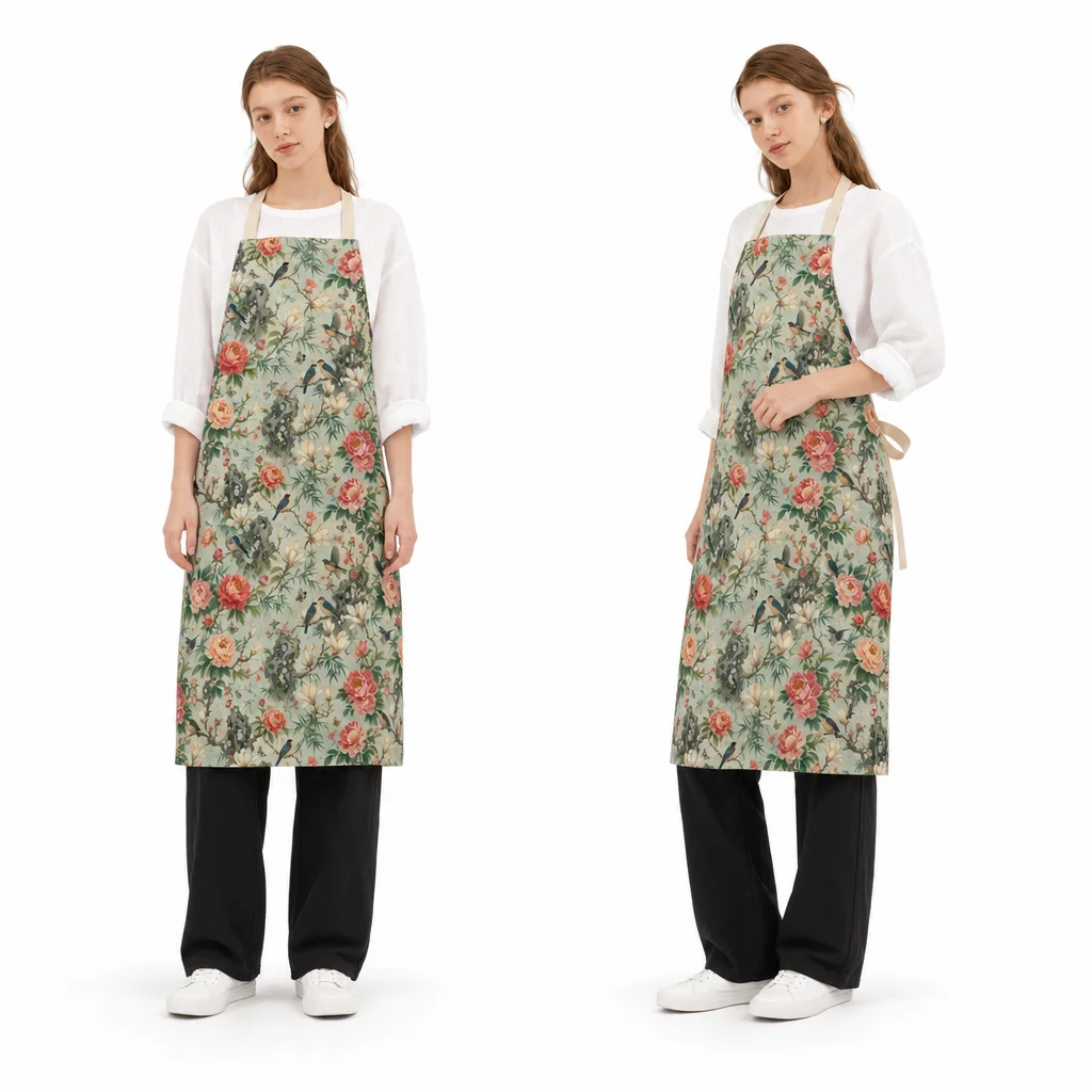 Song Floral Bird All-Over Print Apron - worn by model