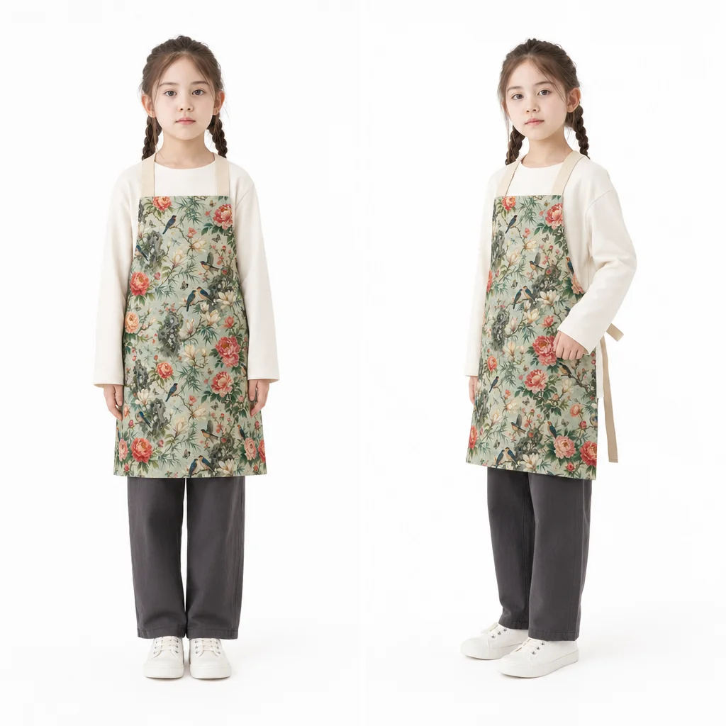 Song Floral Bird All-Over Print Apron - worn by model