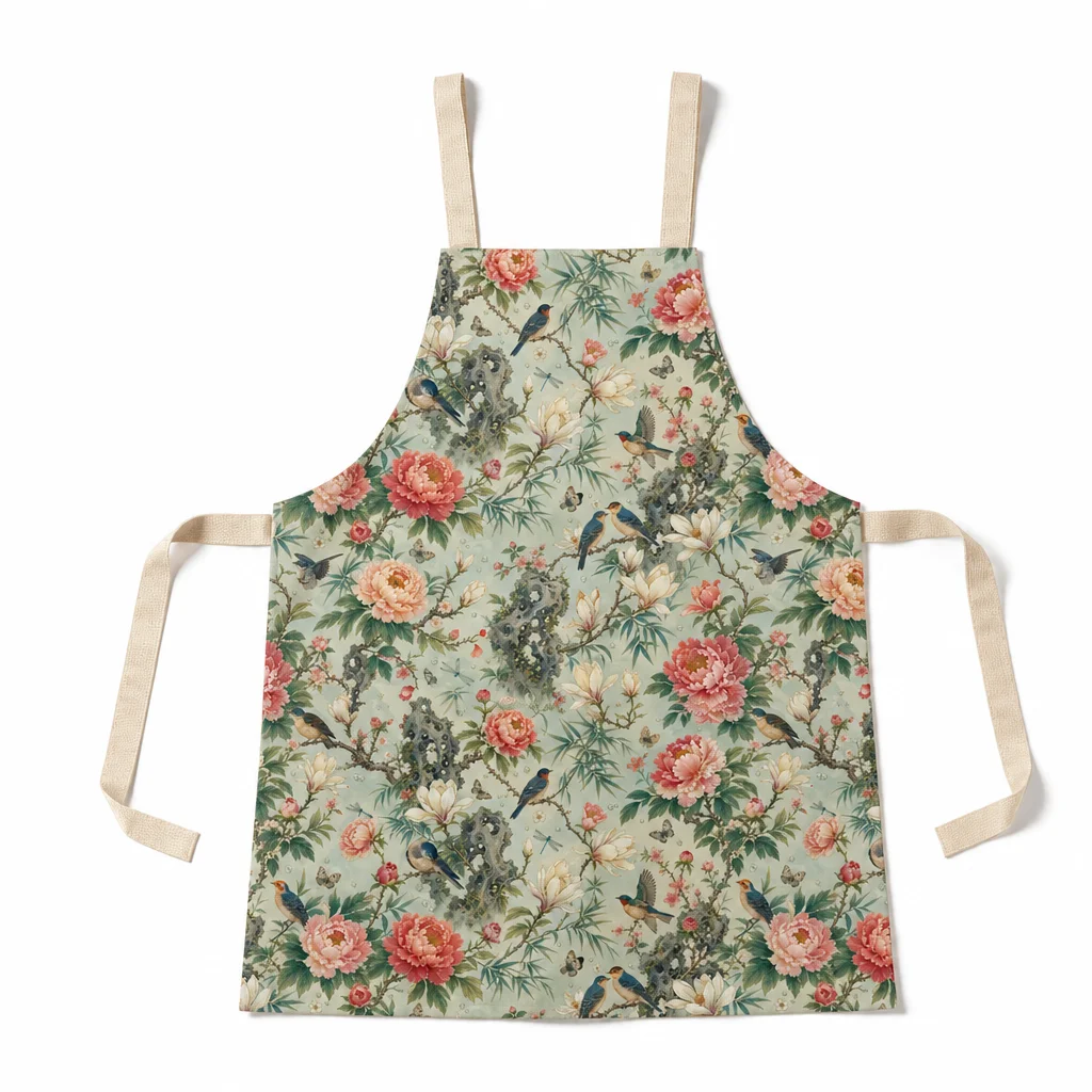 Song Floral Bird All-Over Print Apron - flat lay