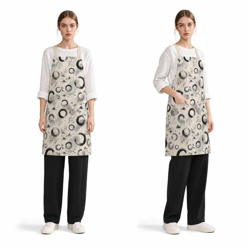 Zen Enso Ink All-Over Print Apron - worn by model