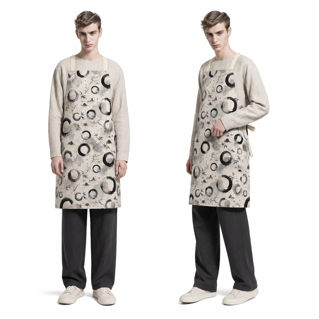 Zen Enso Ink All-Over Print Apron - worn by model