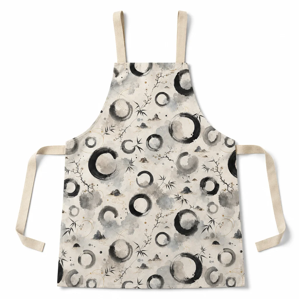 Zen Enso Ink All-Over Print Apron - flat lay