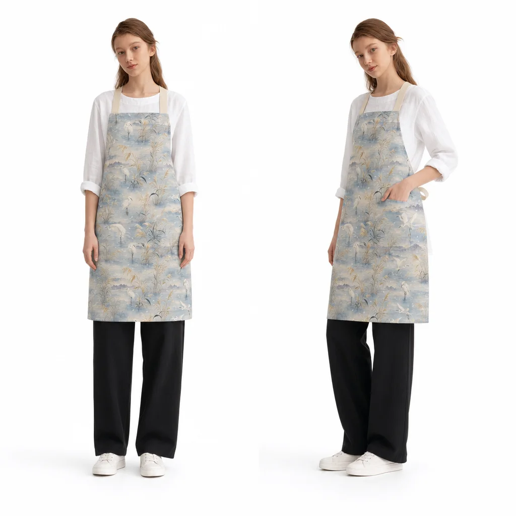 Autumn Egret All-Over Print Apron - worn by model
