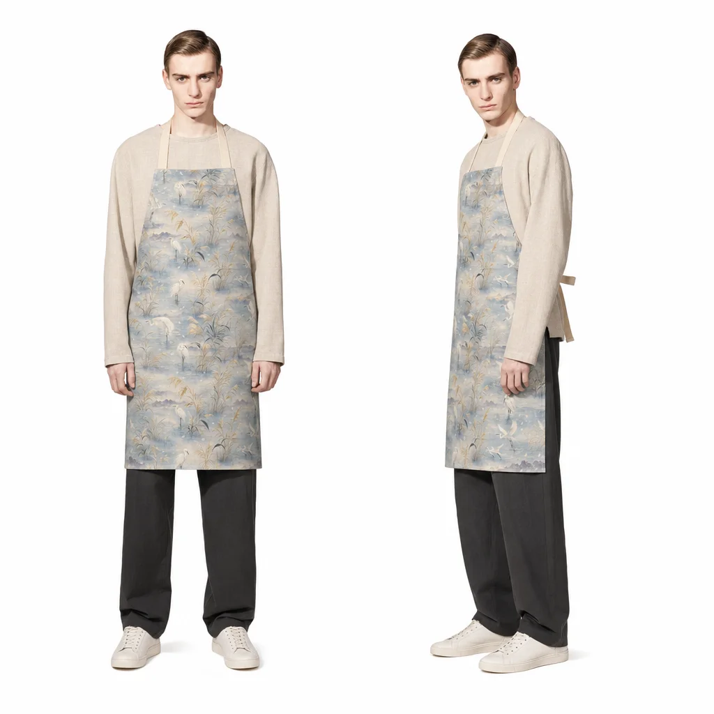 Autumn Egret All-Over Print Apron - worn by model