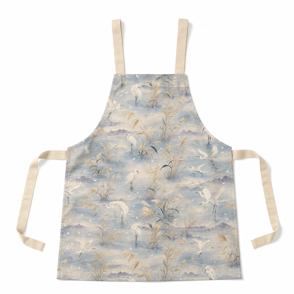 Autumn Egret All-Over Print Apron - flat lay