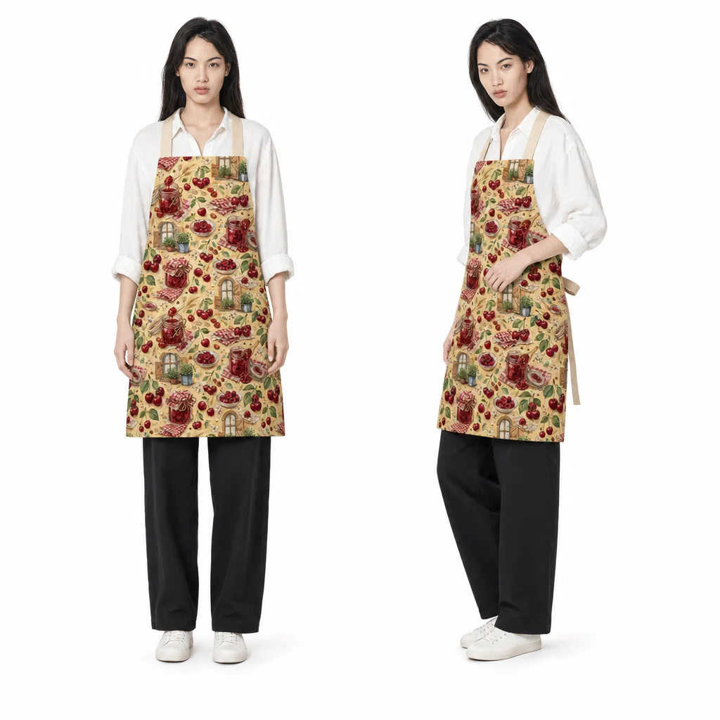 Cherry Jam Country Kitchen All-Over Print Apron - worn by model